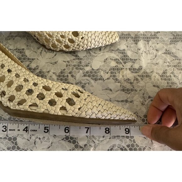 Nordstrom Marc Fisher Bone "Viviane" Woven Pointed Toe Block Heel Pumps Size 5.5 - Picture 7 of 9